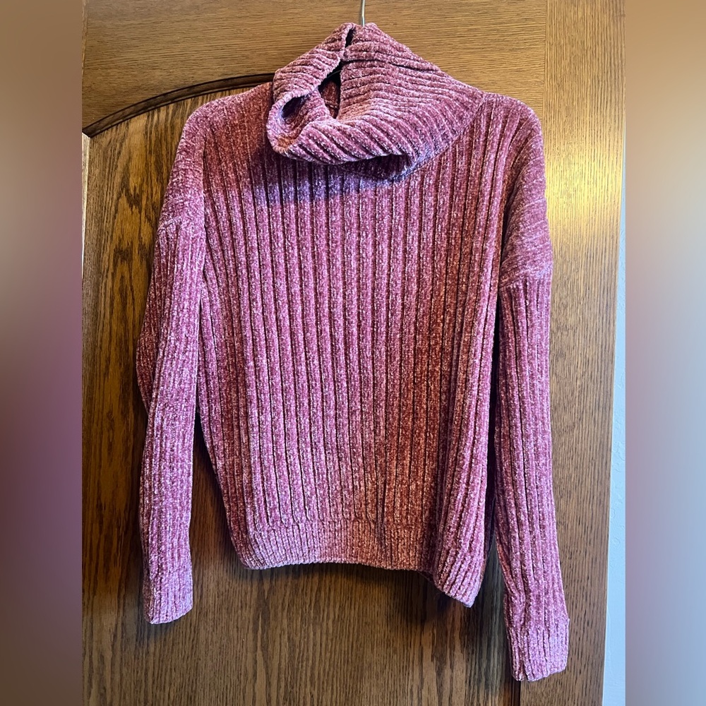 Hippie Rose Mauve Ribbed Turtleneck Sweater